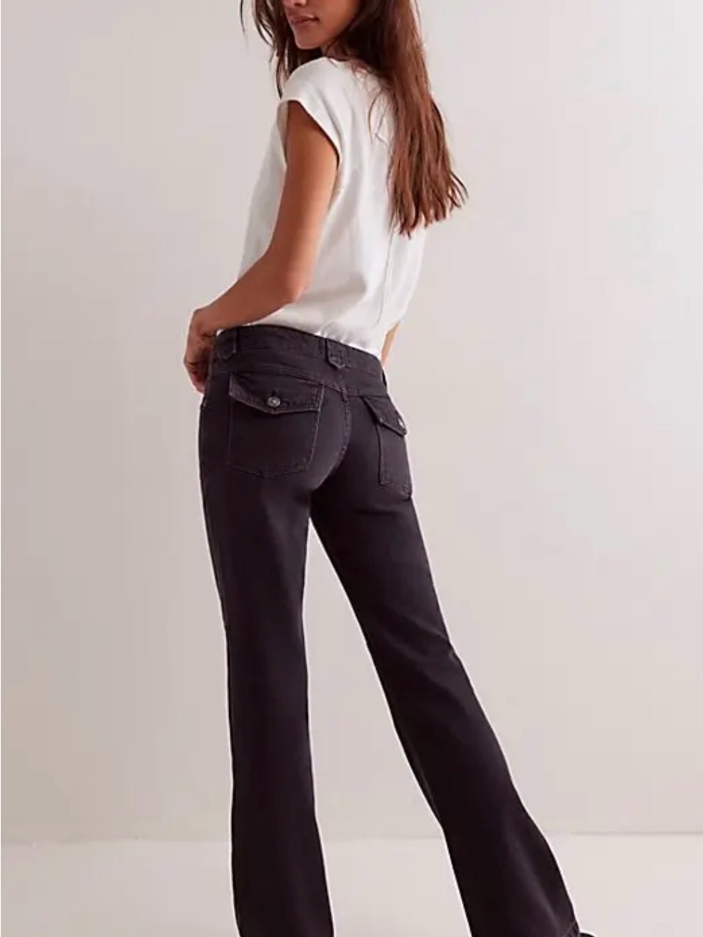 Free People Women’s Washed Black Low-Rise Bootcut Jeans